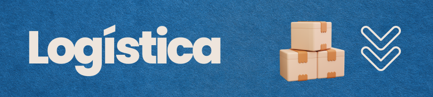 Banner superior com fundo branco, escrito em roxo Logística e uma ilustração de um círculo com três pequenos círculos no traço do maior à direita. O banner possui ainda uma barra roxa inferior e um contorno dos principais monumentos da cidade de São Paulo.